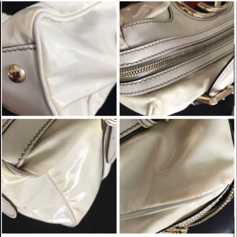 Gucci White Patent Leather Britt Boston Satchel Bag - Picture 8 of 8